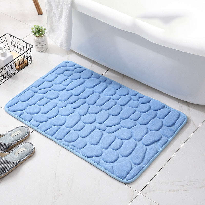 Cobblestone Embossed Bathroom Mat | Non-slip Carpets | Memory Foam Pad