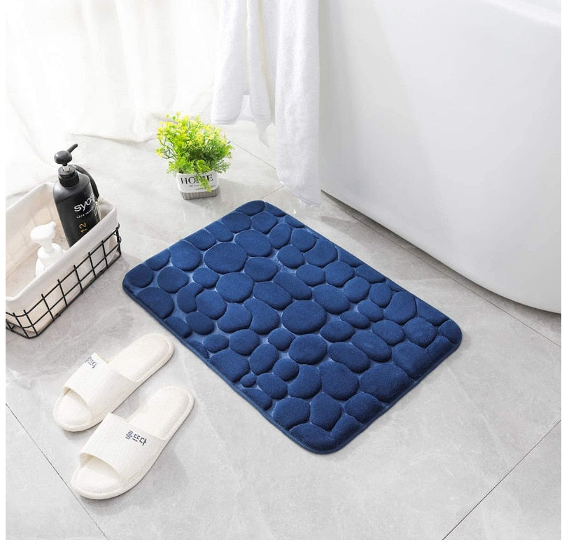 Cobblestone Embossed Bathroom Mat | Non-slip Carpets | Memory Foam Pad