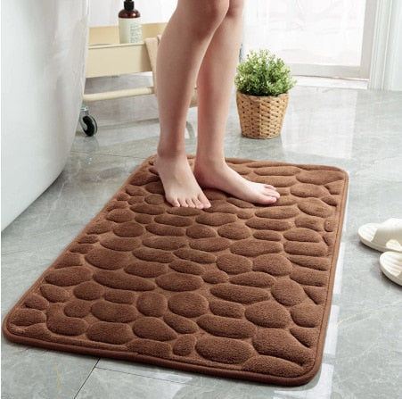 Cobblestone Embossed Bathroom Mat | Non-slip Carpets | Memory Foam Pad