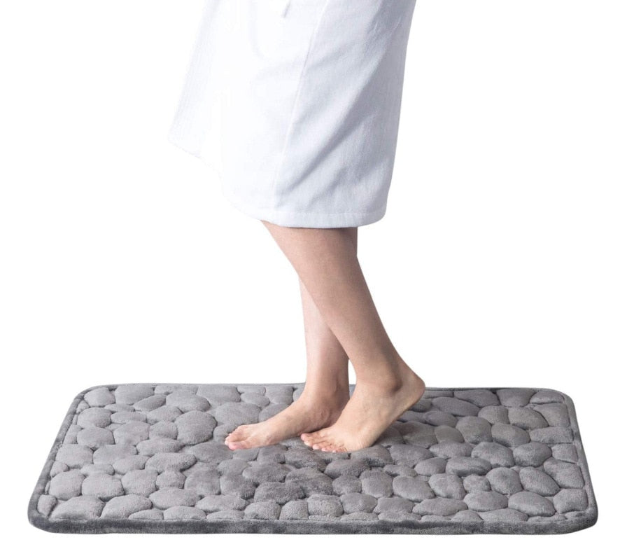 Cobblestone Embossed Bathroom Mat | Non-slip Carpets | Memory Foam Pad