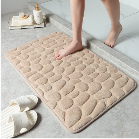 Cobblestone Embossed Bathroom Mat | Non-slip Carpets | Memory Foam Pad