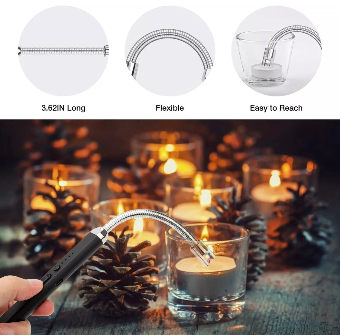 Candle Lighter | BBQ Lighter | USB Rechargeable | Electric Arc Flameless Plasma Lighter